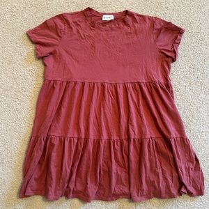 Mauve Babydoll Tunic Dress Tiered Top {Size L}
